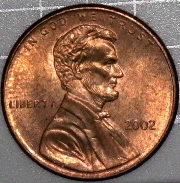 2002-P-Lincoln-Memorial-Cent-With-Good-Sized-Die-Chip-On-2nd-Column